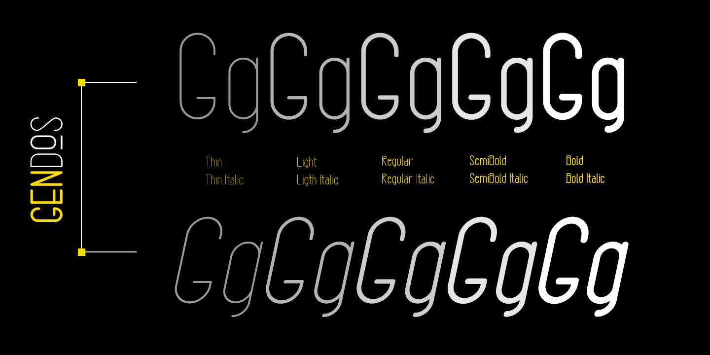 Ejemplo de fuente Gendos SemiBold Italic
